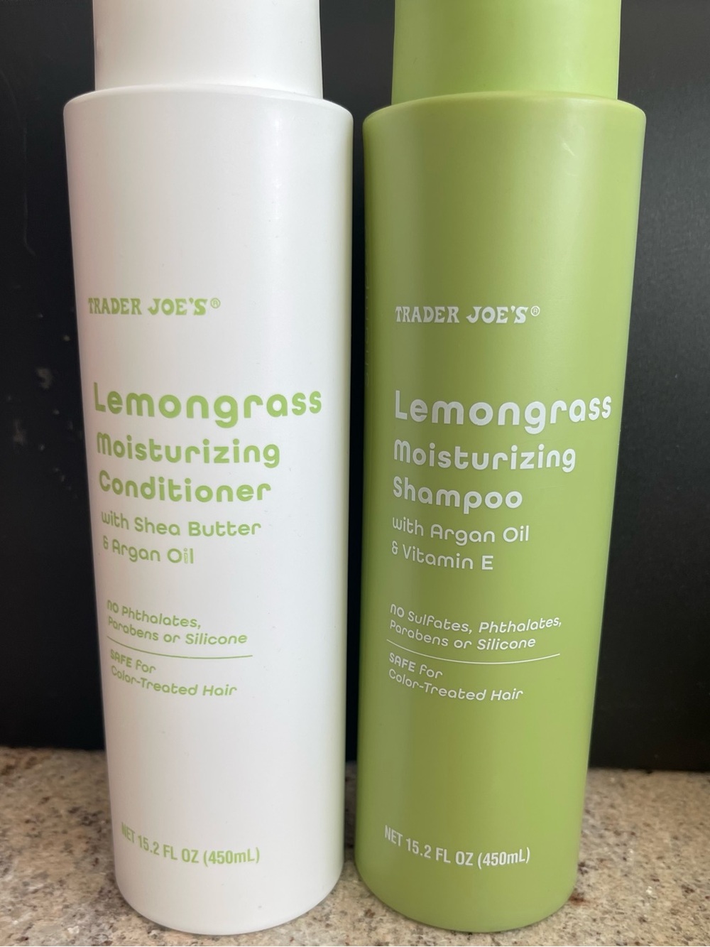 Trader Joe's Lemongrass Moisturizing Shampoo - Green and conditioner